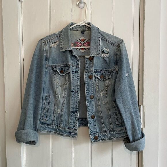 American Eagle Embroidered Denim Jacket - Picture 1 of 3